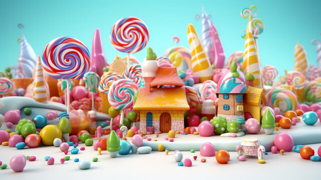 Candy world 3d animation background
