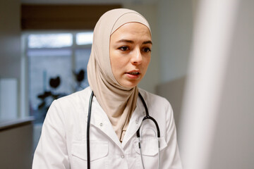 Medical specialist hijab stethoscope clinician