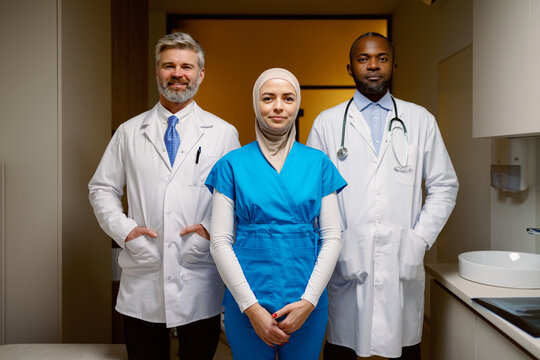 Mixed-race team employee health hospital