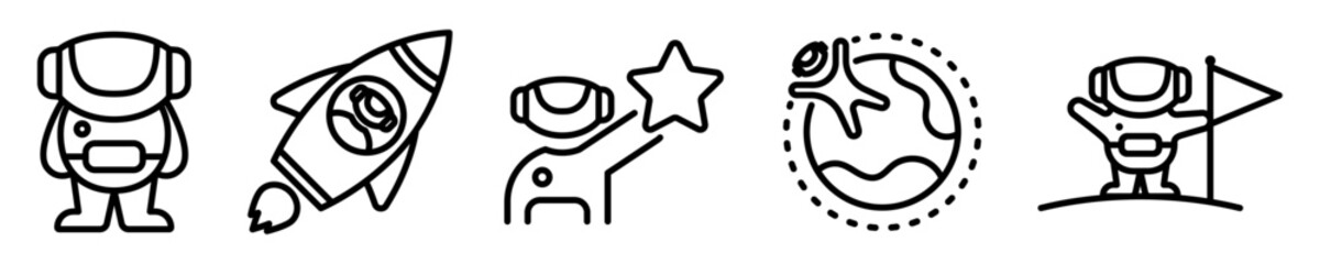 Conjunto de iconos de astronauta. Cosmonauta. Ilustración vectorial © Frank
