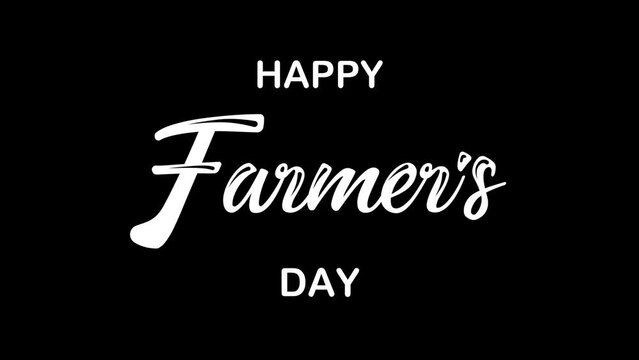 happy farmers day animated text. 4k video greeting card. gift card. alpha channel.