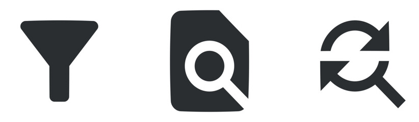 Set of 3 icons Actions. Creative business solutions icon set. Outline isolated signs. for mobile and web. Big UI icon set. UI and UX