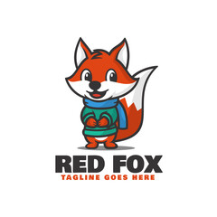 Vector Logo Illustration Red Fox Mascot Cartoon Style.