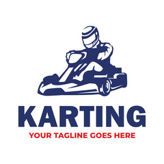 Go-kart logo template. Karting logo vector illustration.