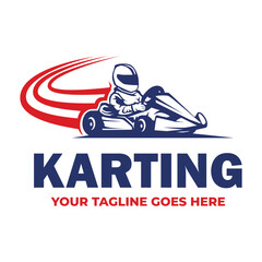 Go-kart logo template. Karting logo vector illustration. - obrazy, fototapety, plakaty