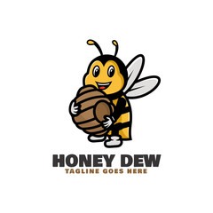 Vector Logo Illustration Honey Dew Mascot Cartoon Style.