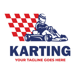 Go-kart logo template. Karting logo vector illustration. - obrazy, fototapety, plakaty