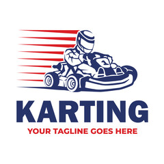 Go-kart logo template. Karting logo vector illustration.