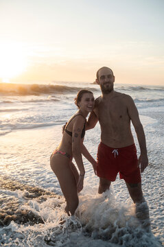 Couple in love joining summertime
