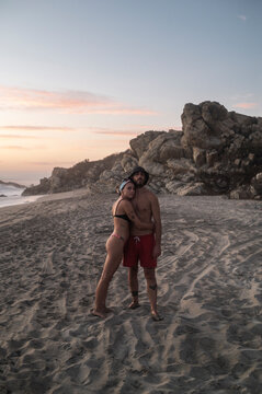 Couple in love joining summertime