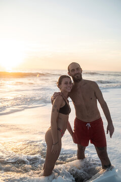 Couple in love joining summertime