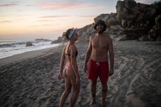 Couple in love joining summertime