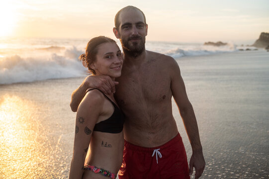 Couple in love joining summertime