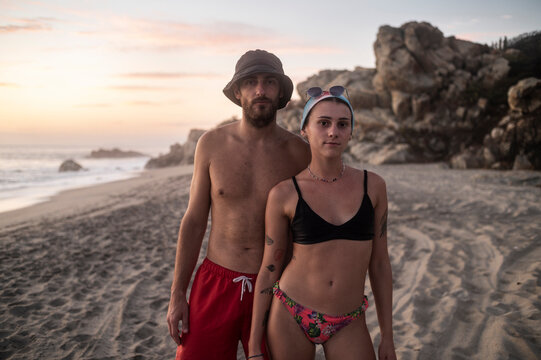 Couple in love joining summertime