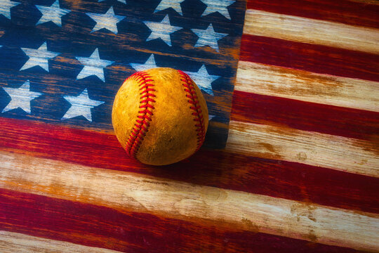 Baseball And Folk Art American Flag