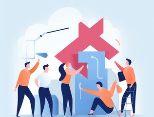 The team is working together to achieve a goal. Business  illustration, Generative AI