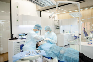 Operating theatre. Skilled dental specialists. Pensioner client