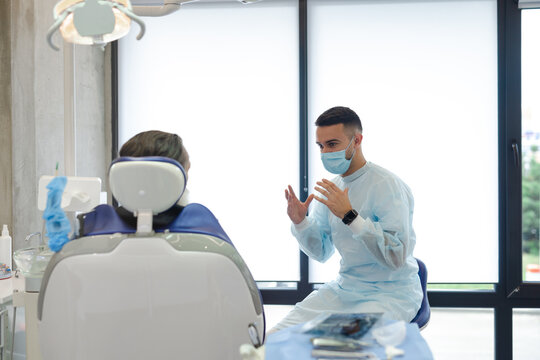 Teeth check up. Skilled DMD. Dental office. Modern design. Technology