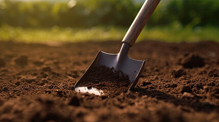 Digging into Nature: Shovel in Soil, Embracing the Joy of Gardening