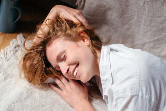 Portrait of a blonde smiling woman