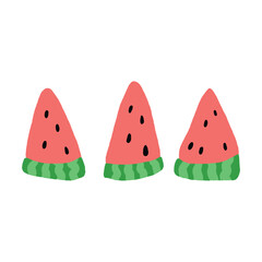 Vector illustration. Juicy watermelon. Triangular slices of watermelon with pits.