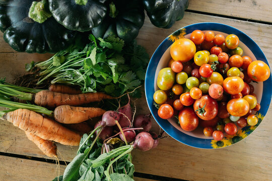 Vegetables top view.