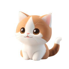 Fototapeta premium little kitten, brown color, Ghibi style, transparent background.