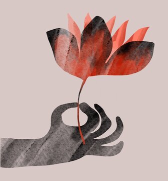 hand with flower
