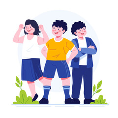 Obraz premium Kids playing with friends flat illustration