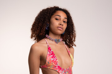 Attractive mixed race woman summer lookbook