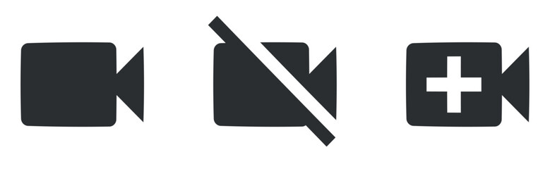 Set of 3 icons Audio and Video. Line icons collection. Set Quality icon. Linear icons set. Thin filled icons pack. UI and UX