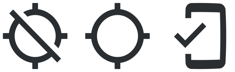 Set of 3 icons Device. Vector illustration of thin line icons. Set Quality icon. Linear symbols set. Big UI icon set. Vector illustration