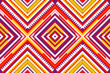 Seamless design pattern, traditional geometric pattern. white purple yellow red vector illustration design, abstract fabric pattern, aztec style for textiles, 