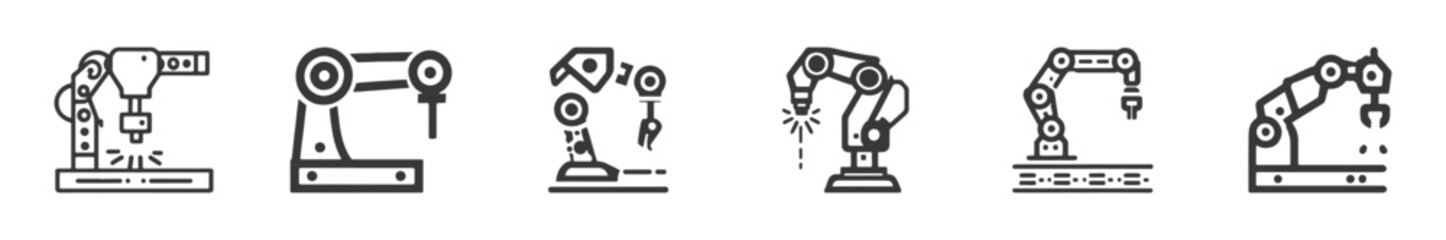 Robotic hand manipulator silhouette symbol icon. Robot limb logo. Robot arm. automation, robot, CNC shape logo.
