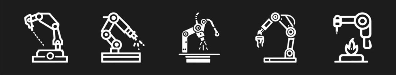 Robotic hand manipulator silhouette symbol icon. Robot limb logo. Robot arm. automation, robot, CNC shape logo.
