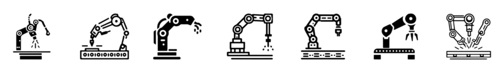 Robotic hand manipulator silhouette symbol icon. Robot limb logo. Robot arm. automation, robot, CNC shape logo.