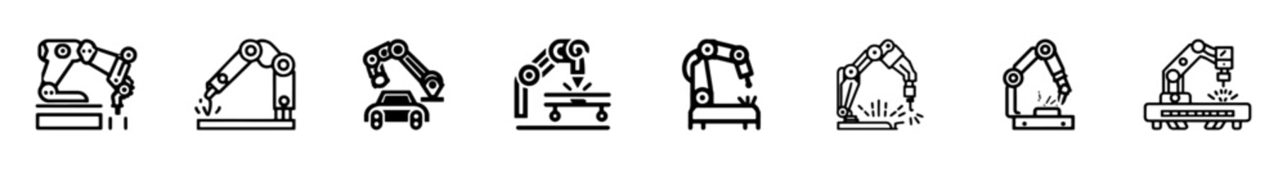 Robotic hand manipulator silhouette symbol icon. Robot limb logo. Robot arm. automation, robot, CNC shape logo.