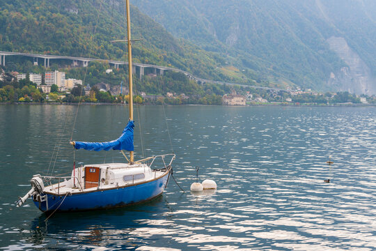 A small boat in lake Geneva