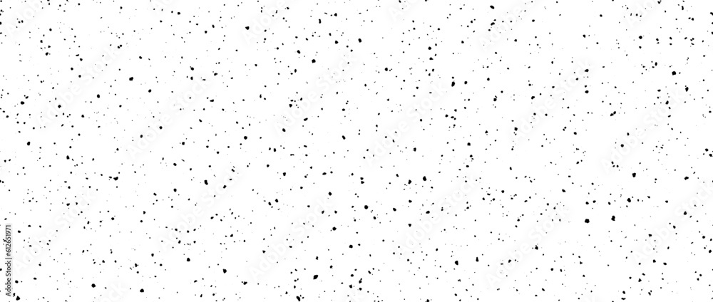 Poster Seamless splashed dots texture. Black noise grain repeating pattern. Particles, splashes, drops, pieces, specks, speckles wallpaper. Random grunge gritty background. Vector backdrop