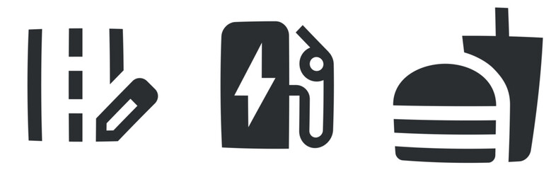 Fototapeta premium Set of 3 icons Maps. Vector collection thin line Web icon. modern trend in the style. for mobile and web. Big UI icon set in a flat design. Vector illustration