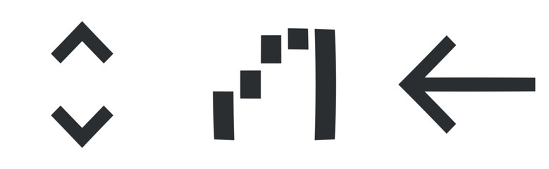 Set of 3 icons Navigation. Creative business solutions icon set. Set Quality icon. Linear symbols set. Big UI icon set in a flat design. Vector illustration