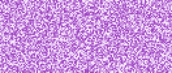 Seamless pixelated purple texture. Violet noise grain pattern. Violaceous mosaic background. Purple shades glitter vector background