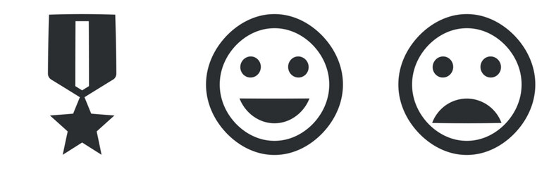 Set of 3 icons Social Network. Vector illustration of thin line icons. Set Quality icon. Linear icons set. Big UI icon set in a flat design. UI and UX