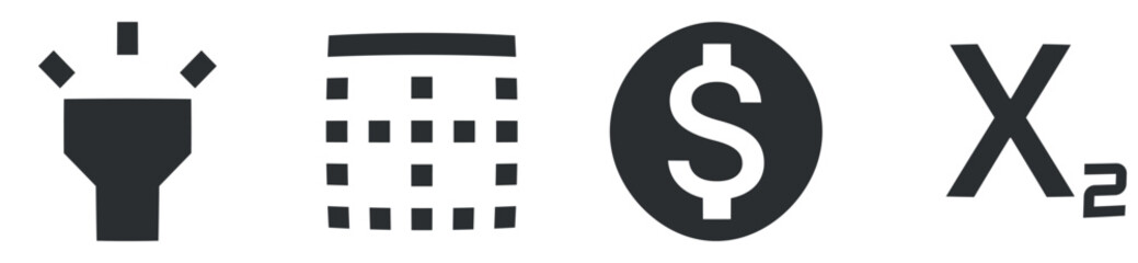 Set of 4 icons Editor. A set vector icons. Set Quality icon. Linear icons set. Big UI icon set. UX UI