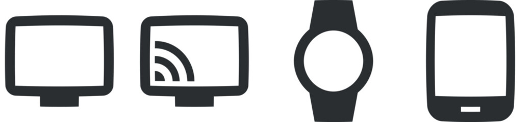 Set of 4 icons Hardware. Line icons collection. Outline isolated signs. for mobile and web. Thin filled icons pack. Vector illustration