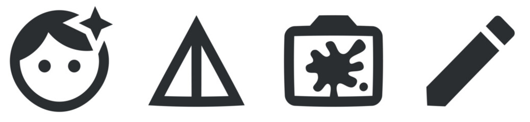 Set of 4 icons Image. Creative business solutions icon set. Set Quality icon. Linear icons set. Thin filled icons pack. Vector illustration