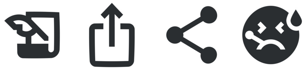 Set of 4 icons Social Network. Line icons collection. Set Quality icon. for mobile and web. Big UI icon set in a flat design. Vector illustration