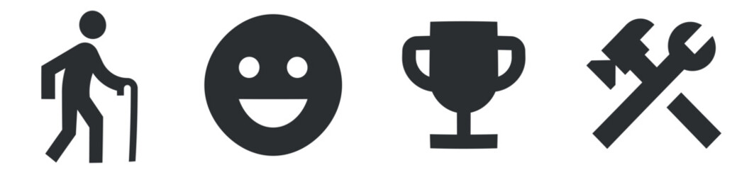 Set of 4 icons Social Network. Vector collection thin line Web icon. modern trend in the style. Linear symbols set. Big UI icon set in a flat design. UI and UX