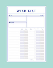 Wish List Planner. (Sky) 