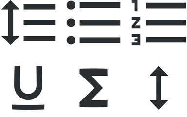 Set of 6 icons Editor. Vector illustration of thin line icons. modern trend in the style. Linear icons set. Big UI icon set. UI and UX